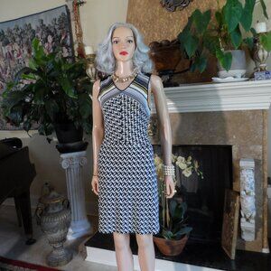 Missoni Black & WhiteMulti Chevron Print Knit V Neck Dress Size 40- US 4